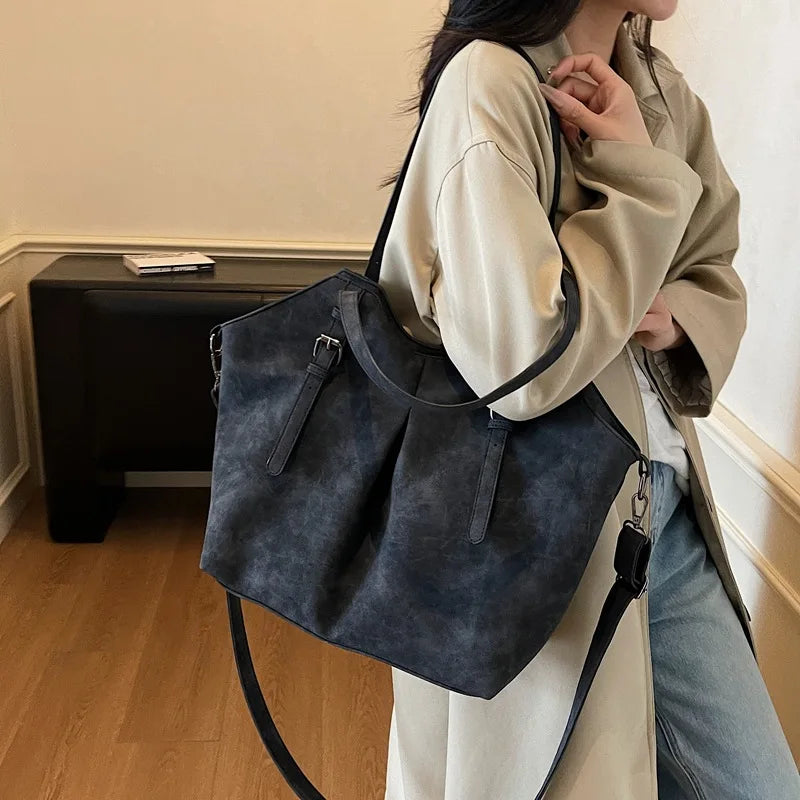 Women Large Shoulder Bags PU Leather Fashion Winter Simple Short Handle Luggage Crossbody Bag Designer Original Brand HandBags